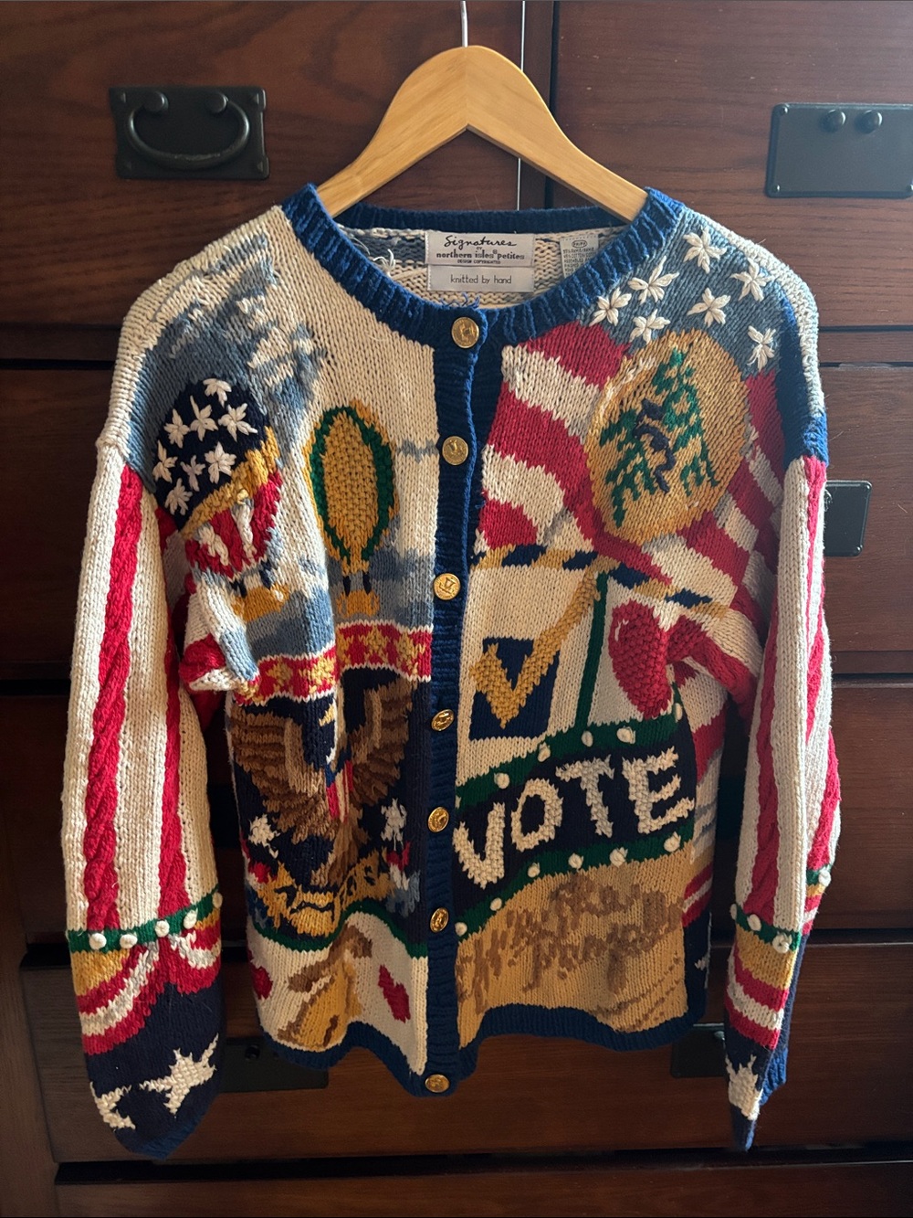 VOTE We the People Hand Knit Cardigan - Northern Isle Petites - Petite Medium